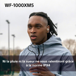 Sony wf-1000xm5 écouteurs sans fil à réduction de bruit, bleutooth, intra-auriculaires avec micro, 36 heures d'autonomie, charge
