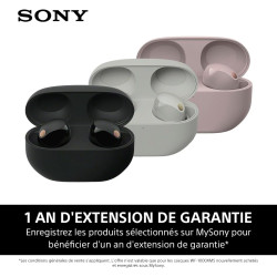 Sony wf-1000xm5 écouteurs sans fil à réduction de bruit, bleutooth, intra-auriculaires avec micro, 36 heures d'autonomie, charge
