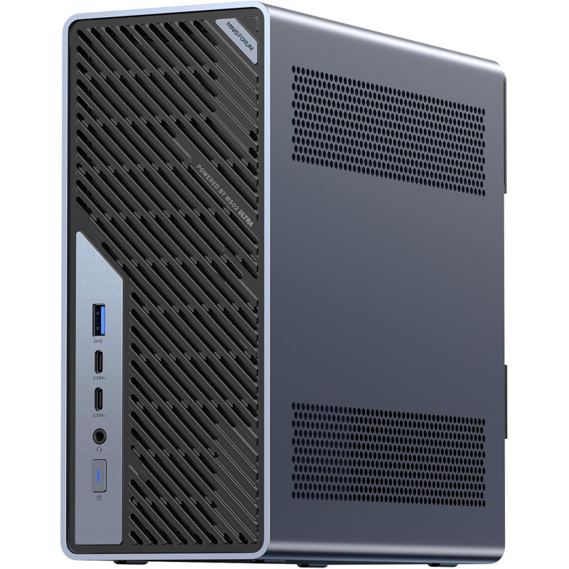 MINIS FORUM MS-02 Ultra Workstation Mini PC, Intel Core Ultra 9 285HX (24C/24T, jusqu'à 5,5 GHz), PCIe 5.0 x16, 4× DDR5(ECC), 4×