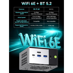 GMKtec M8 AMD Mini PC Ryzen 5 Pro 6650H 16GB LPDDR5 RAM + 512GB SSD PCIe3.0 NVME(Battre 7430U/5825U, 6C/12T 4,50 GHz), LAN Doubl