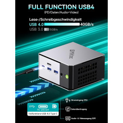 GMKtec M8 AMD Mini PC Ryzen 5 Pro 6650H 16GB LPDDR5 RAM + 512GB SSD PCIe3.0 NVME(Battre 7430U/5825U, 6C/12T 4,50 GHz), LAN Doubl