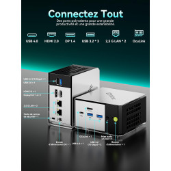 GMKtec M8 AMD Mini PC Ryzen 5 Pro 6650H 16GB LPDDR5 RAM + 1TB SSD PCIe3.0 NVME(Battre 7430U/5825U, 6C/12T 4,50 GHz), LAN Double 