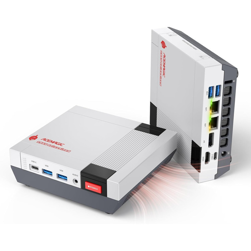 ACEMAGIC Retro X5 Mini PC Gaming, AMD Ryzen AI 9 HX 370(12C/24T,jusqu'à 5,1 GHz) 32Go DDR5 1To SSD, Radeon 890M, WiFi 7, Double 