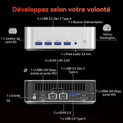 GEEKOM AI Mini PC A7Max [2026 Edition] avec AMD Ryzen 9 7940HS & Radeon 780M, 16Go DDR5 RAM (Évolutif) + 1To SSD, Lecteur SD, 2x