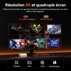 GEEKOM AI Mini PC A7Max [2026 Edition] avec AMD Ryzen 9 7940HS & Radeon 780M, 16Go DDR5 RAM (Évolutif) + 1To SSD, Lecteur SD, 2x