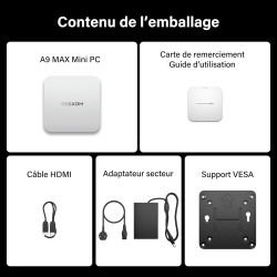 GEEKOM AI Mini PC A9 Max avec AMD Ryzen AI 9 HX 370(12C/24T, jusqu'à 5,1 GHz), 32 Go DDR5+SSD 2 to, Dual LAN 2,5 G Mini Ordinate