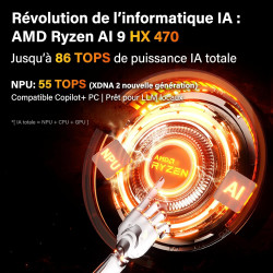 GEEKOM A9 Max Mini PC avec AMD Ryzen AI 9 HX 470 (12C/24T, Jusqu’à 5,2 GHz) AMD Radeon 890M, 32 Go DDR5 2To SSD, Double LAN 2,5 