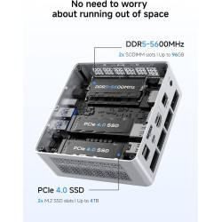 MINIS FORUM UM880 Plus Mini PC avec processeur AMD Ryzen 7 8845HS (8C/16T, Jusqu’à 5,1 GHz), 32 Go DDR5 RAM, SSD PCIe 512 Go, Ra