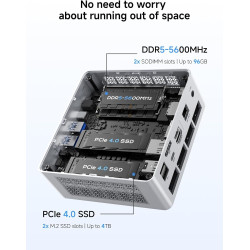 MINIS FORUM UM880 Plus Mini PC, AMD Ryzen 7 8845HS (8 C/16 T, jusqu'à 5,1 GHz), 32 Go de RAM DDR5, 1 to de SSD, Radeon 780M Grap
