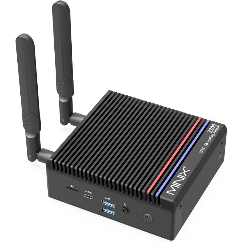 MINIX Fanless Windows 11 Pro PC, Intel 12th Gen N300, Neo Z300-0dB 16GB DDR4, 512GB M.2 PCIe Gen3 x 4 SSD Micro Desktop Computer