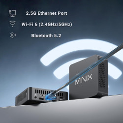 MINIX NUC150 Mini PC Intel N150, 16 Go de RAM DDR5, 512 Go SSD, triple écran 4K, USB-C, Ethernet 2,5 G, Wi-Fi 6, BT5.2, mini ord