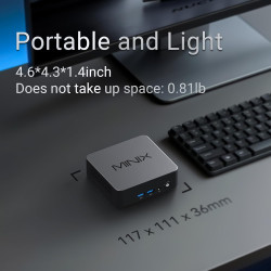 MINIX NUC150 Mini PC Intel N150, 16 Go de RAM DDR5, 512 Go SSD, triple écran 4K, USB-C, Ethernet 2,5 G, Wi-Fi 6, BT5.2, mini ord