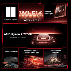 ACEMAGICIAN AM06Pro Mini PC, processeur AMD Ryzen 7 7730U (8C/16T, jusqu'à 4,5 GHz), 32 Go DDR4, 1 to M.2 SSD, Windows 11 Pro, M