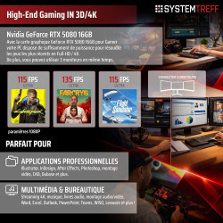 SYSTEMTREFF PC Gamer High-End AMD Ryzen 7 9800X3D 8x5.2GHz | Nvidia RTX 5080 16Go | 1To M.2 NVMe | 32Go DDR5 RAM | Windows 11 | 
