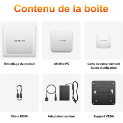 GEEKOM A6 Mini PC avec AMD Ryzen 7 6800H, AMD Radeon 680M, 16Go DDR5 RAM 1TB SSD (Extensible Double Slot) USB4, Lecteur SD, Wind