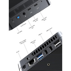 MINIS FORUM UM773 Lite Mini PC AMD Ryzen 7 7735HS jusqu'à 4,75 GHz AMD Radeon Graphics Mini Ordinateur, 2 x HDMI, 1 x USB4, 1 x 