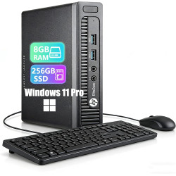 Hp elitedesk 705 g3 mini ordinateur de bureau pc, amd a12-9800, 8 go de ram, 256 go de ssd, wifi, bleutooth, clavier us qwerty, 