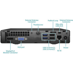 Hp elitedesk 705 g3 mini ordinateur de bureau pc, amd a12-9800, 8 go de ram, 256 go de ssd, wifi, bleutooth, clavier us qwerty, 