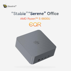 Beelink EQR6 Mini PC, AMD Ryzen 5 6600U(6C/12T jusqu'à 4.5Ghz), 24GB LPDDR5 RAM 500G PCIe4.0 SSD Mini Ordinateur, WiFi6, BT5.2, 