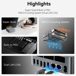 Beelink EQR6 Mini PC, AMD Ryzen 5 6600U(6C/12T jusqu'à 4.5Ghz), 24GB LPDDR5 RAM 500G PCIe4.0 SSD Mini Ordinateur, WiFi6, BT5.2, 