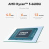 Beelink EQR6 Mini PC, AMD Ryzen 5 6600U(6C/12T jusqu'à 4.5Ghz), 24GB LPDDR5 RAM 500G PCIe4.0 SSD Mini Ordinateur, WiFi6, BT5.2, 