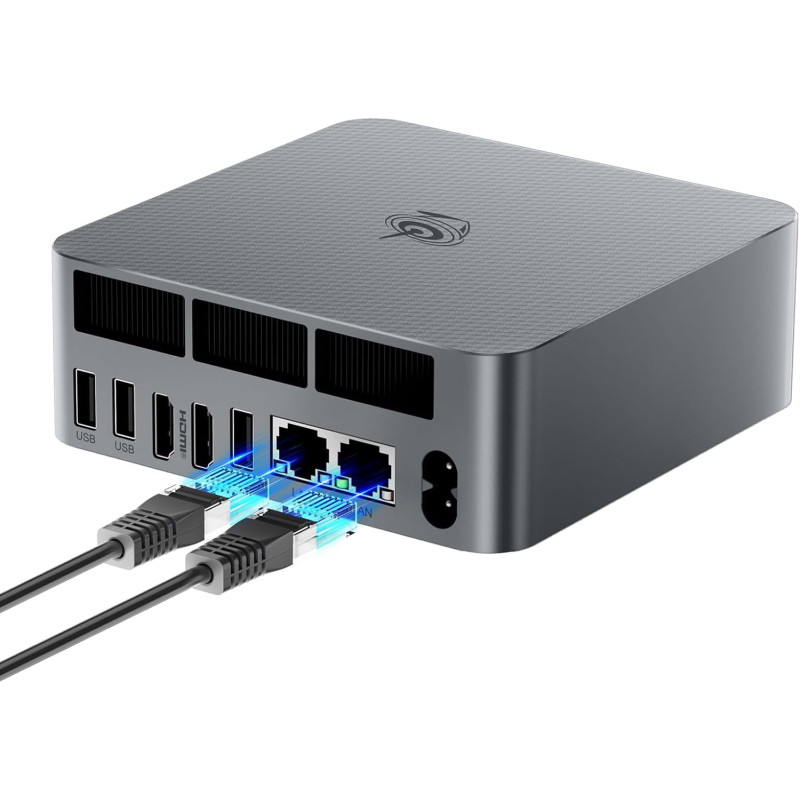 Beelink EQR5 Mini PC AMD Ryzen 5 5500U (6C/12T, jusqu'à 4,0 GHz), 16Go DDR4/500Go SSD, WiFi 6/BT 5.2, Double LAN Gigabit, 4K Dua