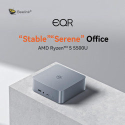 Beelink EQR5 Mini PC AMD Ryzen 5 5500U (6C/12T, jusqu'à 4,0 GHz), 16Go DDR4/500Go SSD, WiFi 6/BT 5.2, Double LAN Gigabit, 4K Dua
