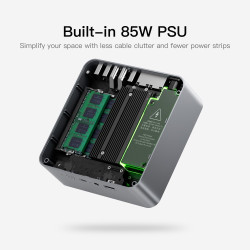 Beelink EQR5 Mini PC AMD Ryzen 5 5500U (6C/12T, jusqu'à 4,0 GHz), 16Go DDR4/500Go SSD, WiFi 6/BT 5.2, Double LAN Gigabit, 4K Dua
