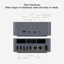 Beelink EQR5 Mini PC AMD Ryzen 5 5500U (6C/12T, jusqu'à 4,0 GHz), 16Go DDR4/500Go SSD, WiFi 6/BT 5.2, Double LAN Gigabit, 4K Dua