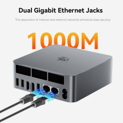 Beelink EQR7 Mini PC, Mini Ordinateur AMD Ryzen 7 7735HS (8C/16T jusqu'à 4.75Ghz), 24G LPDDR5 RAM 1TB SSD, WIFI6, BT5.2, Dual LA