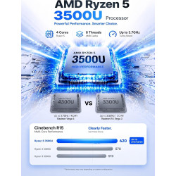 GMKtec G10 Mini PC 3 ans d'assistance AMD Ryzen 5 3500U 3,7 GHz Beats 4300U 16Go DDR4 RAM 512Go PCIe3.0x4 SSD, Mini Ordinateur d