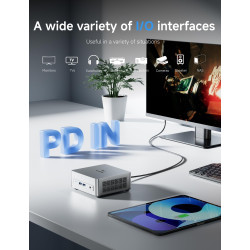 MINIS FORUM Mini PC UM870 Slim, AMD Ryzen 7 8745H 8C/16T jusqu'à 4,9 GHz/AMD Radeon 780M, 16GB DDR5 jusqu'à 96Go/1TB PCIe4.0 SSD