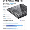 MINIS FORUM Mini PC UM870 Slim, AMD Ryzen 7 8745H 8C/16T jusqu'à 4,9 GHz/AMD Radeon 780M, 16GB DDR5 jusqu'à 96Go/1TB PCIe4.0 SSD