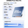 MINIS FORUM UM880 Plus Mini PC, AMD Ryzen 7 8845HS 8C/16T jusqu'à 5.1 GHz, AMD Radeon 780M, Barebone sans 2×DDR5(jusqu'à 96GB)/S