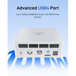 MINIS FORUM UM880 Plus Mini PC, AMD Ryzen 7 8845HS 8C/16T jusqu'à 5.1 GHz, AMD Radeon 780M, Barebone sans 2×DDR5(jusqu'à 96GB)/S
