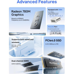 MINIS FORUM UM880 Plus Mini PC, AMD Ryzen 7 8845HS 8C/16T jusqu'à 5.1 GHz et AMD Radeon 780M, 32GB DDR5(jusqu'à 96GB) / 1TB SSD,