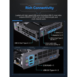 MINIS FORUM BD895i SE Motherboard, AMD Ryzen 9 8945HX 16C/32T jusqu'à 5,4 GHz et AMD Radeon 610M, Barebone sans 2×DDR5(jusqu'à 9
