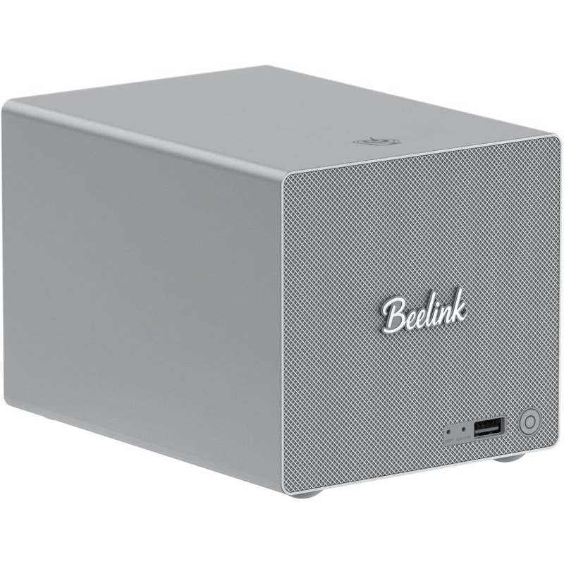 Beelink ME Pro Mini PC NAS, Intel N150, 16G LPDDR5, 1T SSD, 3 emplacements SSD M.2 + 2 Baies pour disques durs, Max 72TB, Double