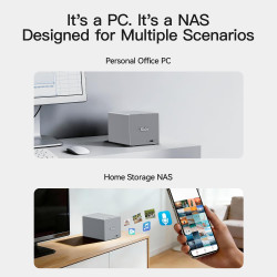Beelink ME Pro Mini PC NAS, Intel N150, 16G LPDDR5, 1T SSD, 3 emplacements SSD M.2 + 2 Baies pour disques durs, Max 72TB, Double