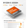 BOSGAME E4 Home-Office-Mini PC, Ryzen 5 3550H (jusqu'à 3,7 GHz, meilleur que le N150), 16 Go RAM DDR4, SSD NVMe 512 Go, Mini Ord