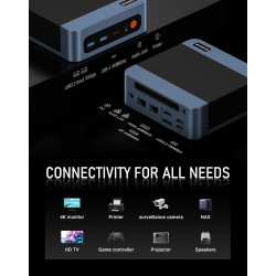 BOSGAME P4 Windows 11 Pro Dual 2.5G LAN Gaming PC AMD Ryzen 7 5700U, 8C/16T jusqu'à 4,3 GHz, 32 Go de RAM DDR4, SSD PCIe 3.0 1 t