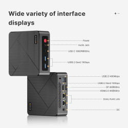 BOSGAME P1 Windows 11 Pro Light Gaming PC, AMD Ryzen 7 5700U, 8C/16T jusqu'à 4,3 GHz, 32 Go RAM DDR4, SSD PCIe 3.0 de 512 Go, Tr