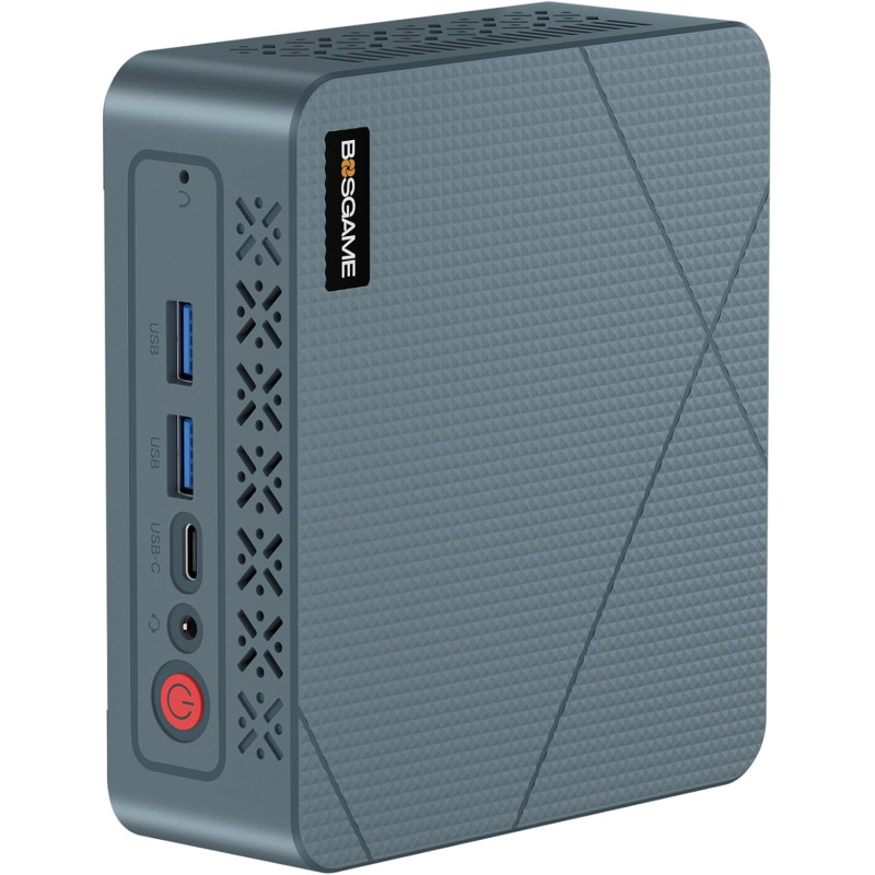 BOSGAME P4 Plus Windows 11 Pro Dual 2.5G LAN Gaming PC, AMD Ryzen 7 5825U, 8C/16T jusqu'à 4,5GHz, 16G DDR4 RAM 512G SSD, Triple 
