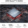 Beelink SER5 Mini PC, AMD Ryzen 5 5625U(6C/12T jusqu'à 4.3Ghz), 16GB DDR4 480GB M.2 NVMe SSD Mini Computer, WiFi6, BT5.2, Dual H
