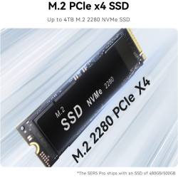 Beelink SER5 Mini PC, AMD Ryzen 5 5625U(6C/12T jusqu'à 4.3Ghz), 16GB DDR4 480GB M.2 NVMe SSD Mini Computer, WiFi6, BT5.2, Dual H
