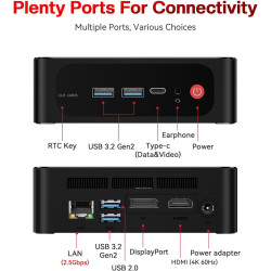 Beelink SER5 Mini PC, AMD Ryzen 5 5625U(6C/12T jusqu'à 4.3Ghz), 16GB DDR4 480GB M.2 NVMe SSD Mini Computer, WiFi6, BT5.2, Dual H