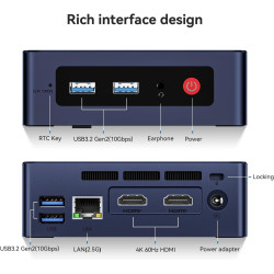 Beelink Mini PC, processeur Alder Lake N95 de 12e génération (Turbo à 3,4 GHz), Mini-Ordinateur avec 8 Go DDR4 et SSD 256 Go, Pr