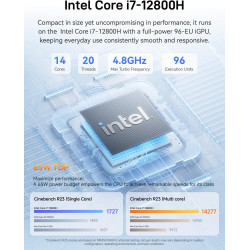 MINIS FORUM Mini PC M1 Plus-128H avec Intel Core i7-12800H (14C/20T, jusqu'à 4,8 GHz), 32Go DDR5 RAM, SSD M.2 de 1To, Triple Aff