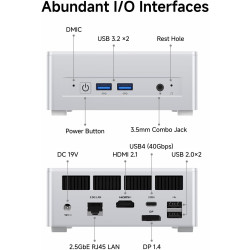 Minis forum m1 lite-125u mini-pc avec processeur intel core ultra 5 125u (12c/14t, jusqu'à 4,3 ghz), 16 go de ram ddr5, ssd de 5