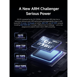 MINIS FORUM Arm Mini Workstation avec Prise en Charge du démarrage UEFI, Arm intégré CP8180 (12C/12T, 2,6 GHz, 45 Tops), 64 Go L